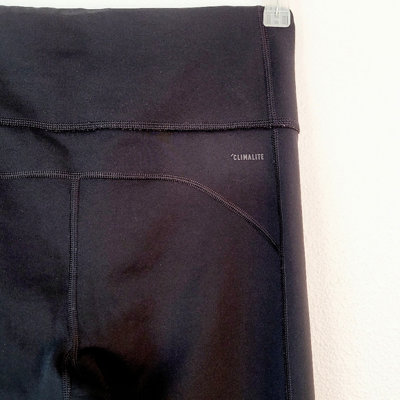 ADIDAS Climalite 3 Stripe High Rise Leggings NEW Size Small Black Cropped Pants - Picture 5 of 9